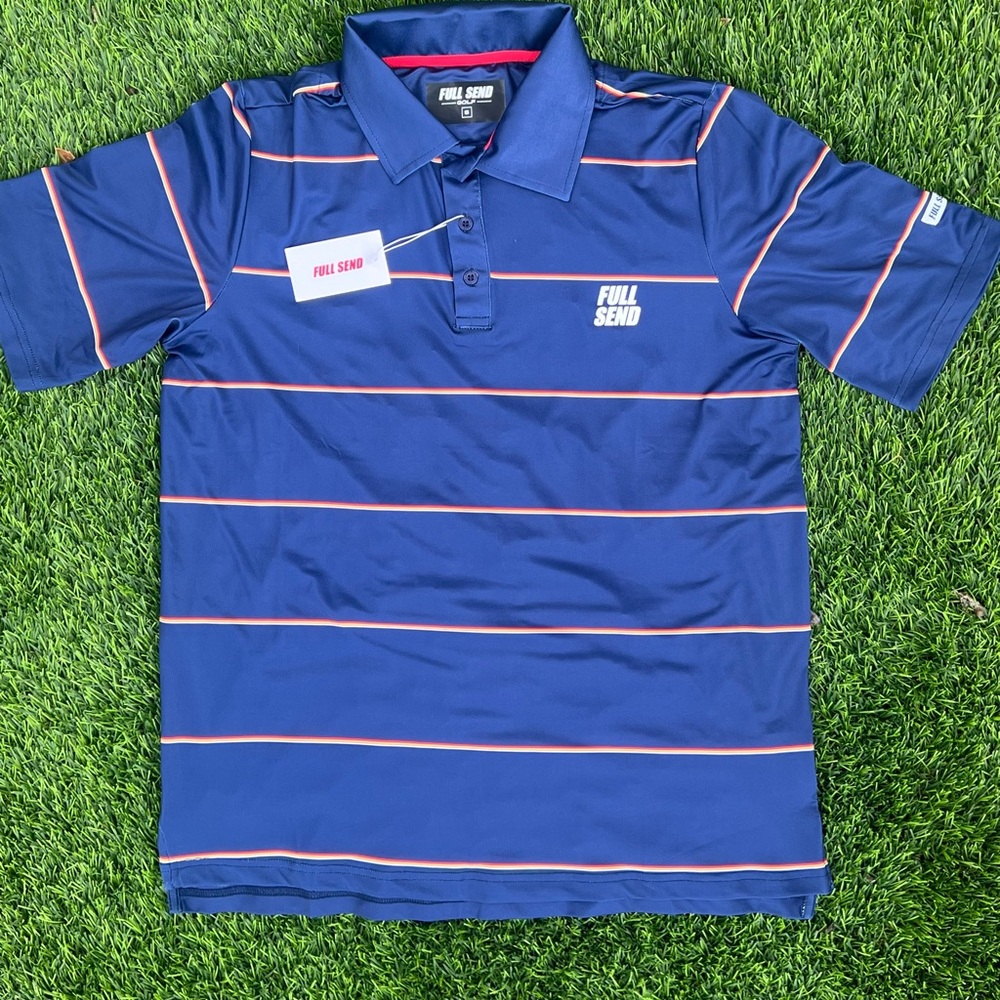 FULL SEND MINI STRIPE POLO - NAVY - NELK BOYS 🔥 SIZE SMALL